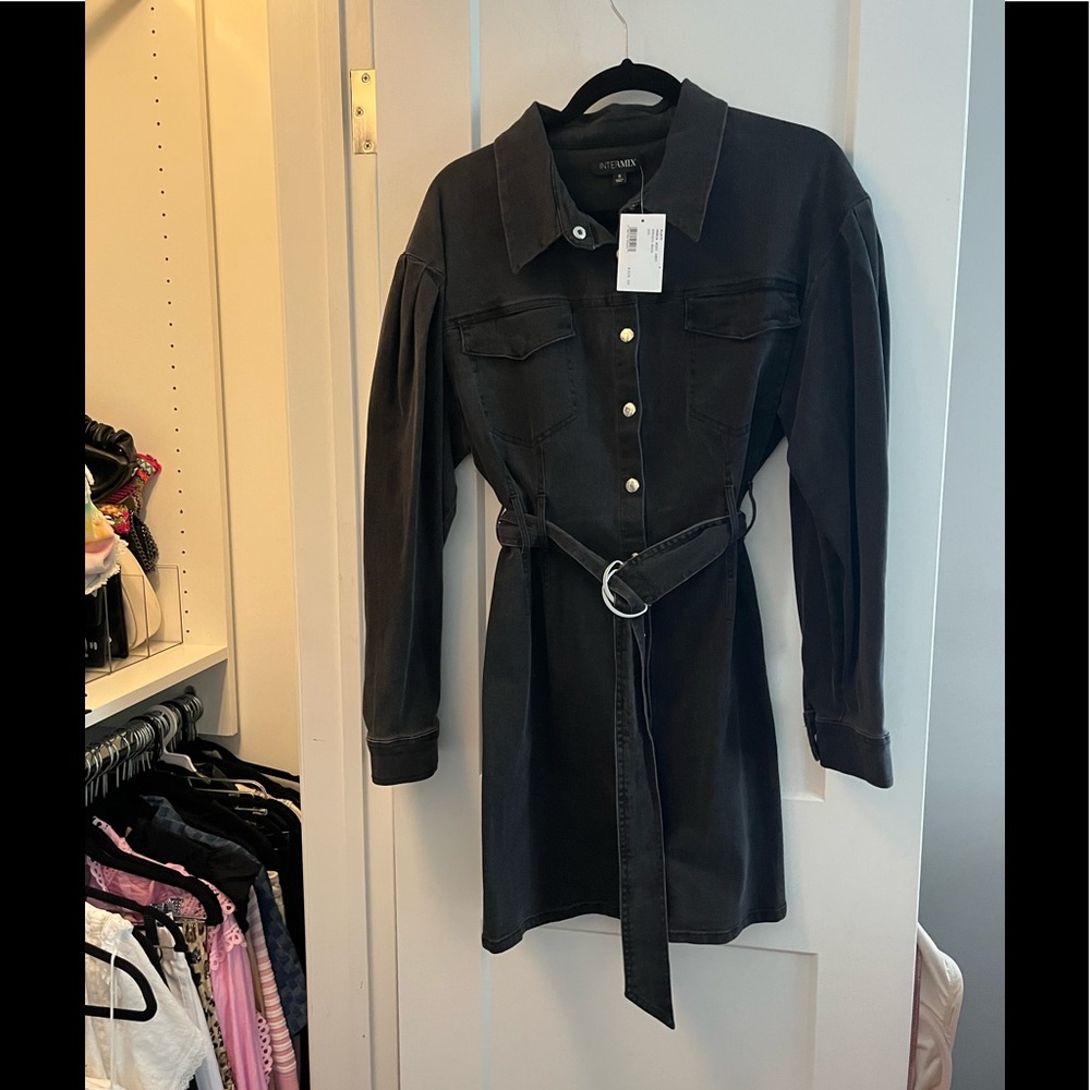 Intermix denim dress with buttons